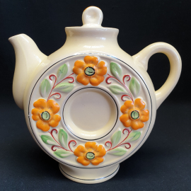 Чайник керамический с цветочным орнаментом  